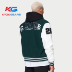 Green and White Color Varsity Jacket - Image 2