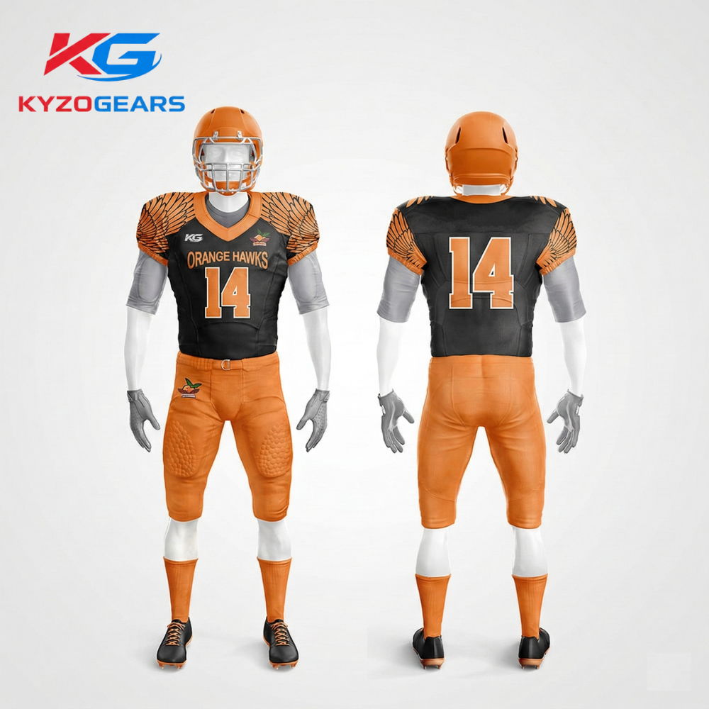 1 Orange and Black Color American Football Uniform - Image 1