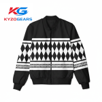 Black and White Color Combo Printed Bombar Jacket